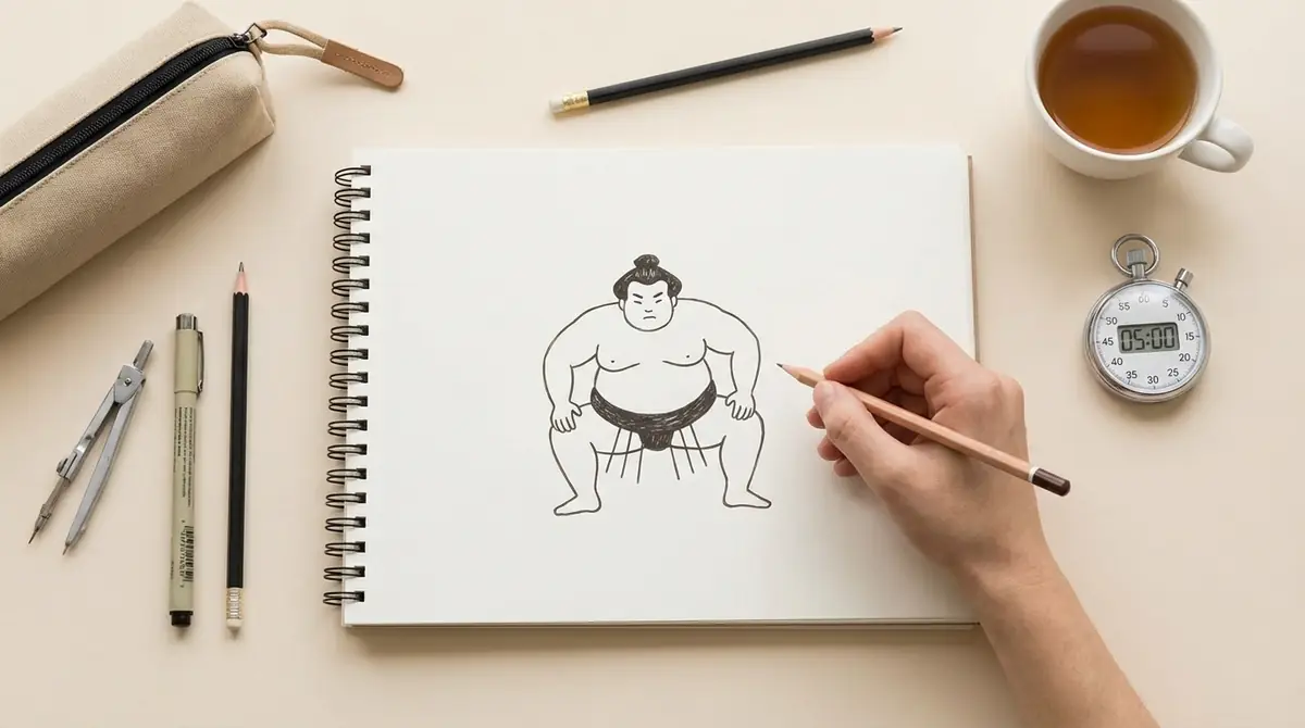 【初心者向け】5分で描ける簡単な相撲イラストの描き方