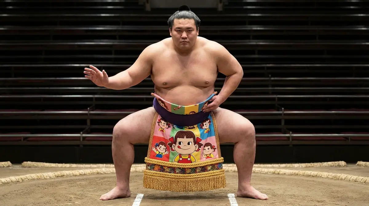 ペコちゃんのまわしを着用している力士【結論】