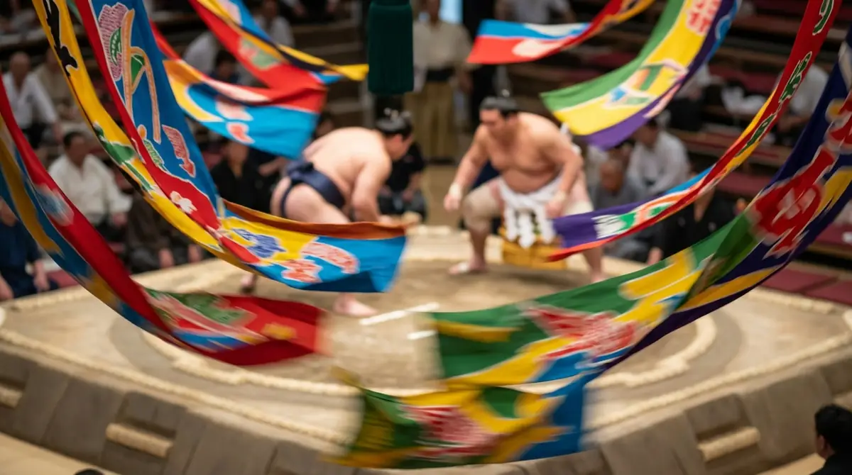 懸賞旗の見方|土俵を回るカラフルな旗の楽しみ方
